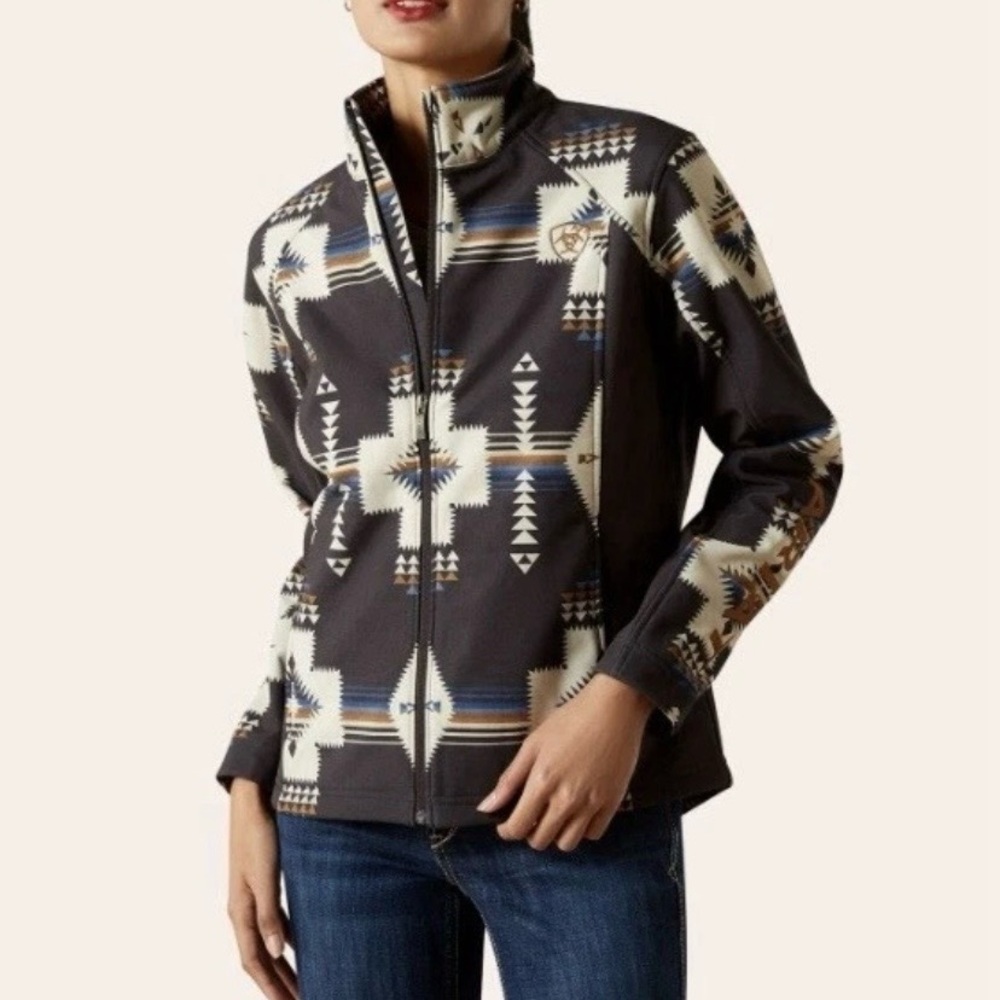 Ariat Women's Thornstone print softshell Jacket - Black and Cream size small